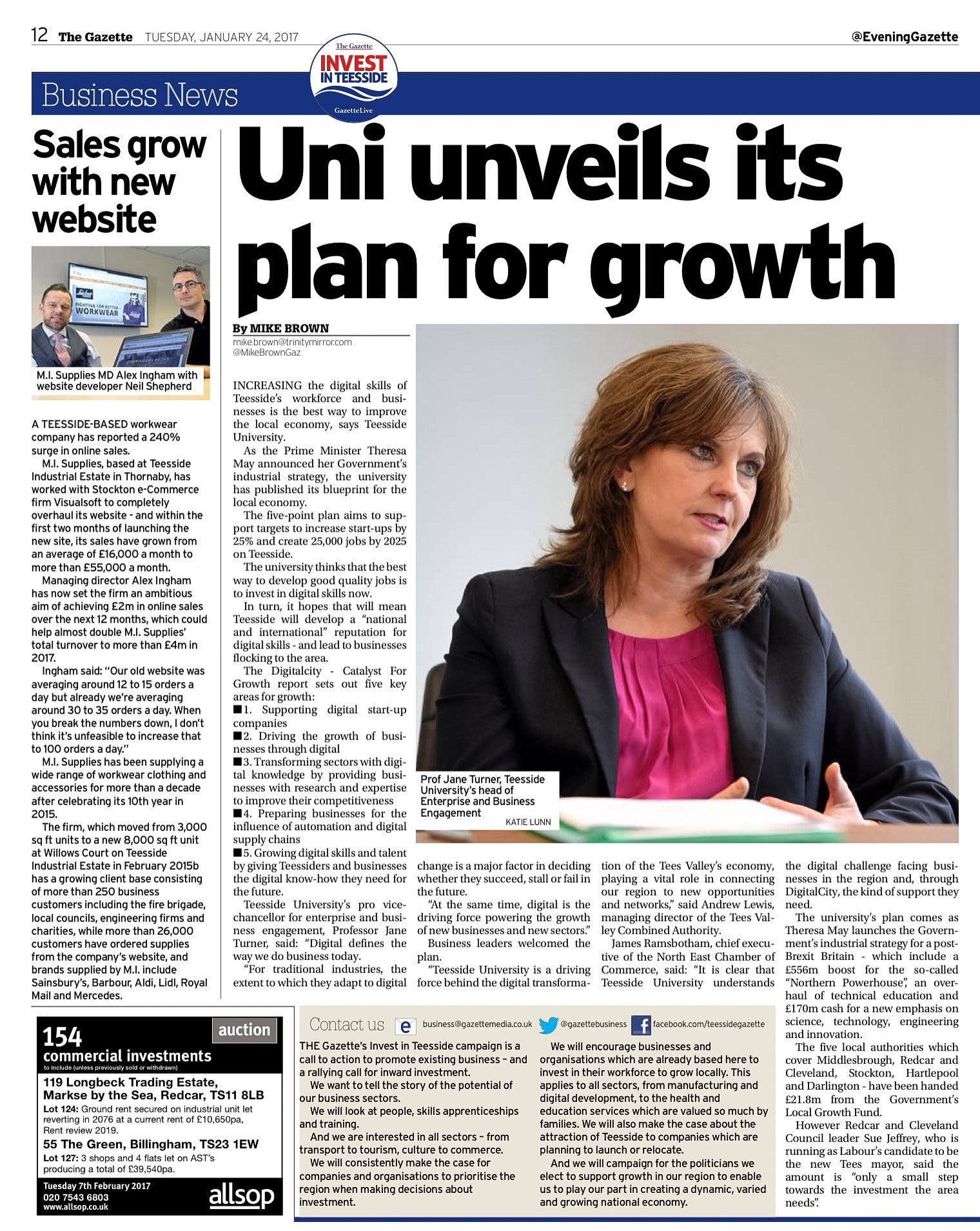 Evening Gazette feature on our online operations 24/01/17