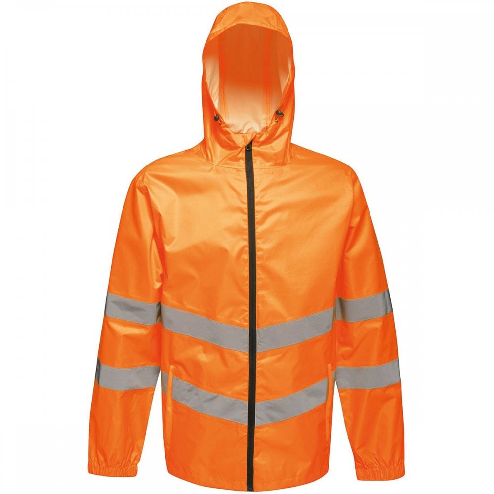 TRW497 Mens Hi Vis Pro Waterproof Reflective Packaway Work Jacket PLUS BAG