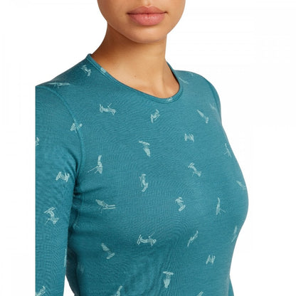 Womens Merino 200 Oasis Long Sleeve Crewe Thermal Top Snow Day